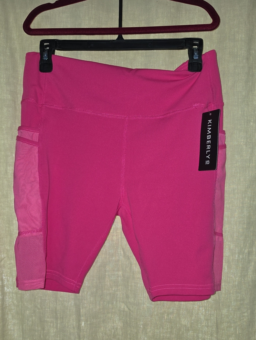 Kimberly Scoop Hot Pink High-Waist Bike Shorts with Side Pockets